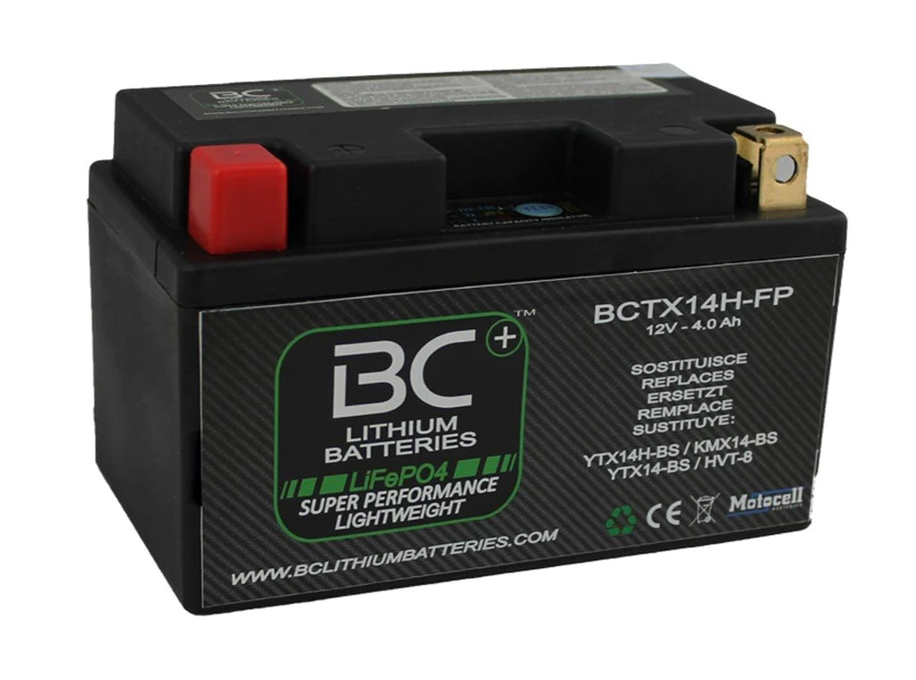 BCTX14H-FP | LIFEPO4 LITHIUM MOTORCYCLE BATTERY, 12V
