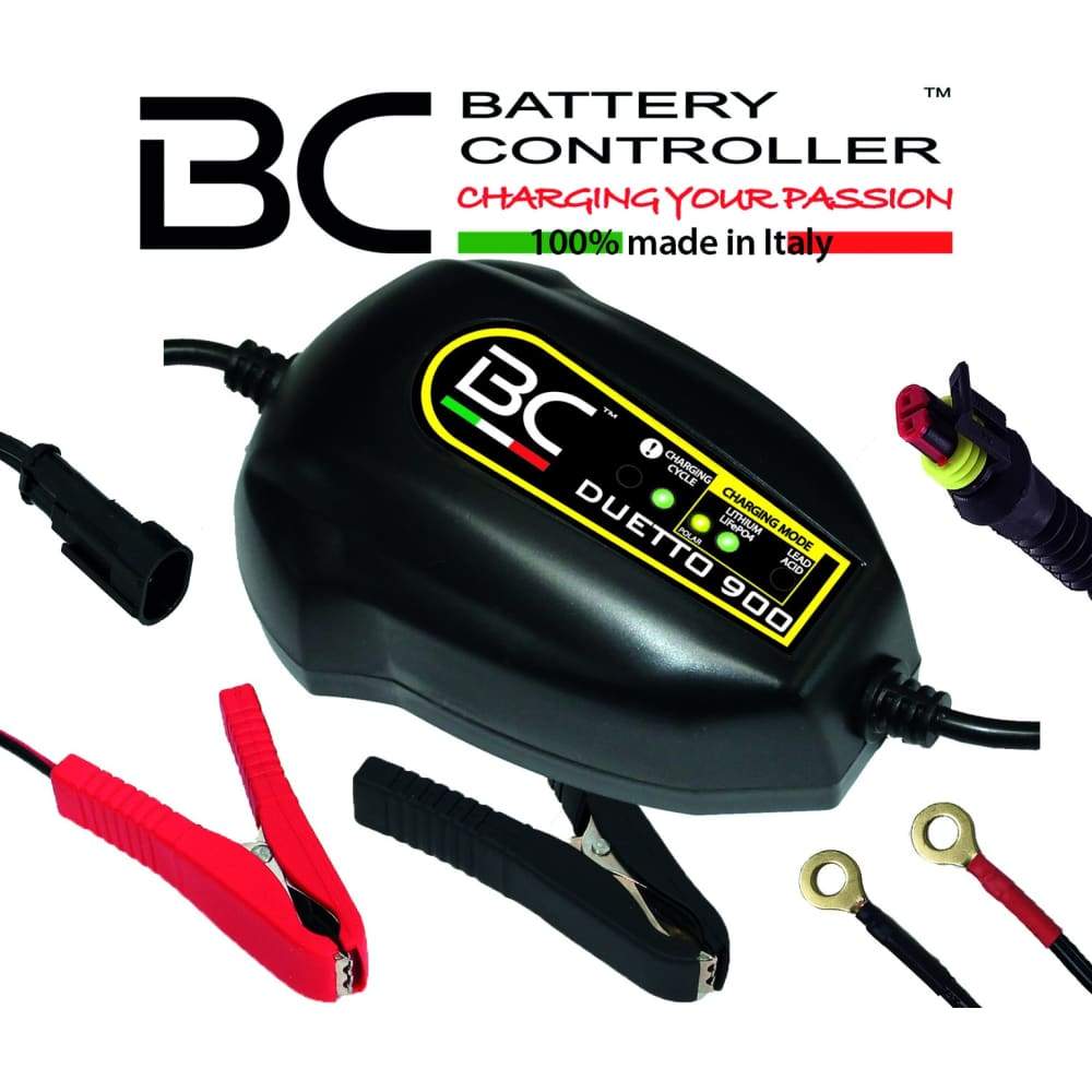 BC Duetto 900 Caricabatteria e Mantenitore Intelligente per Batterie Piombo/Acido, 1 A-Litio - BC Battery Controller