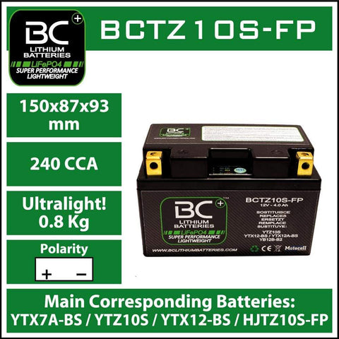 Batterie Lithium moto YTZ10S / HJTZ10S-FP 12V 9AH